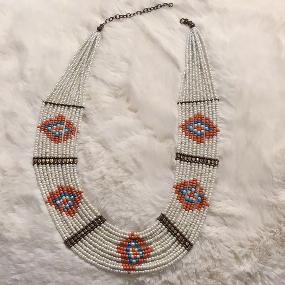 Artisan Crafted Jewelry - South Western Style Native American Beaded Turquoise and Brass Beaded Necklace